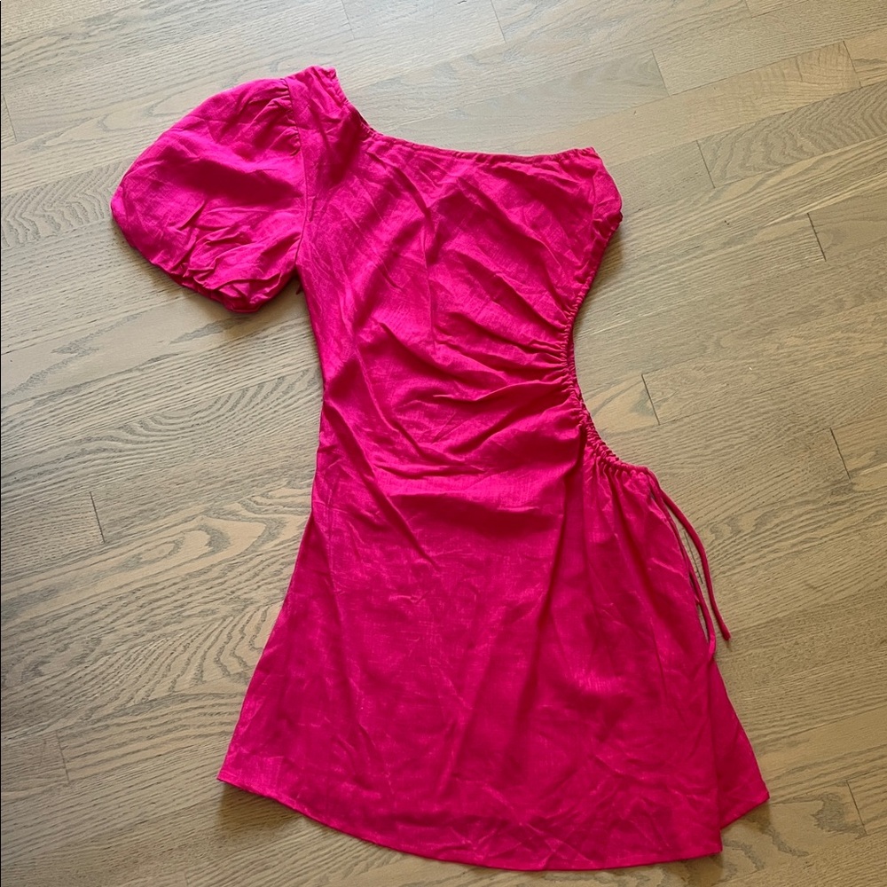 Hello Molly Fuchsia One-Shoulder Dress